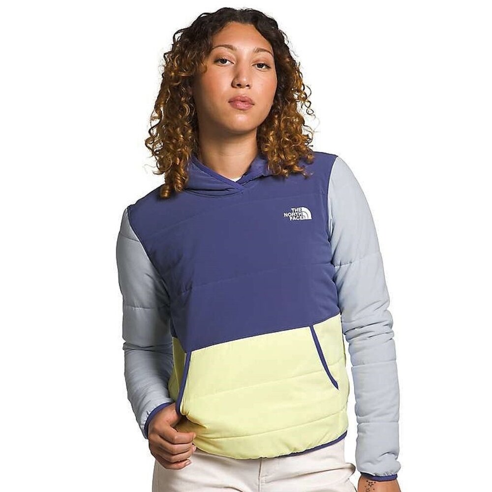 The North Face Women's Colorblock Hoodie - Blue and Yellow